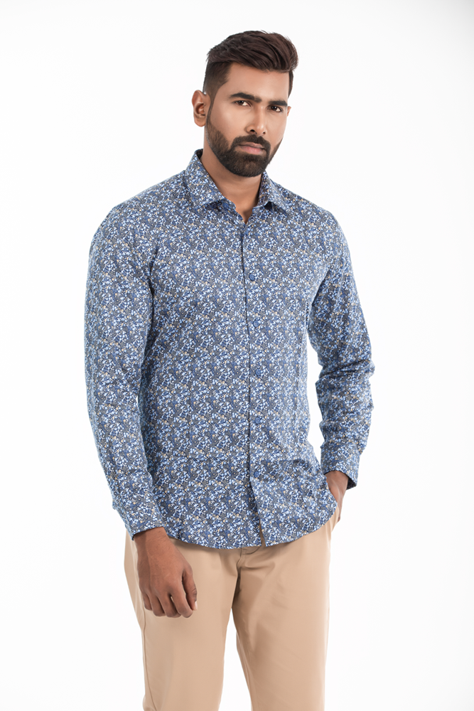 Men's Rooftop Long Sleeve Floral Print Shirt for Men