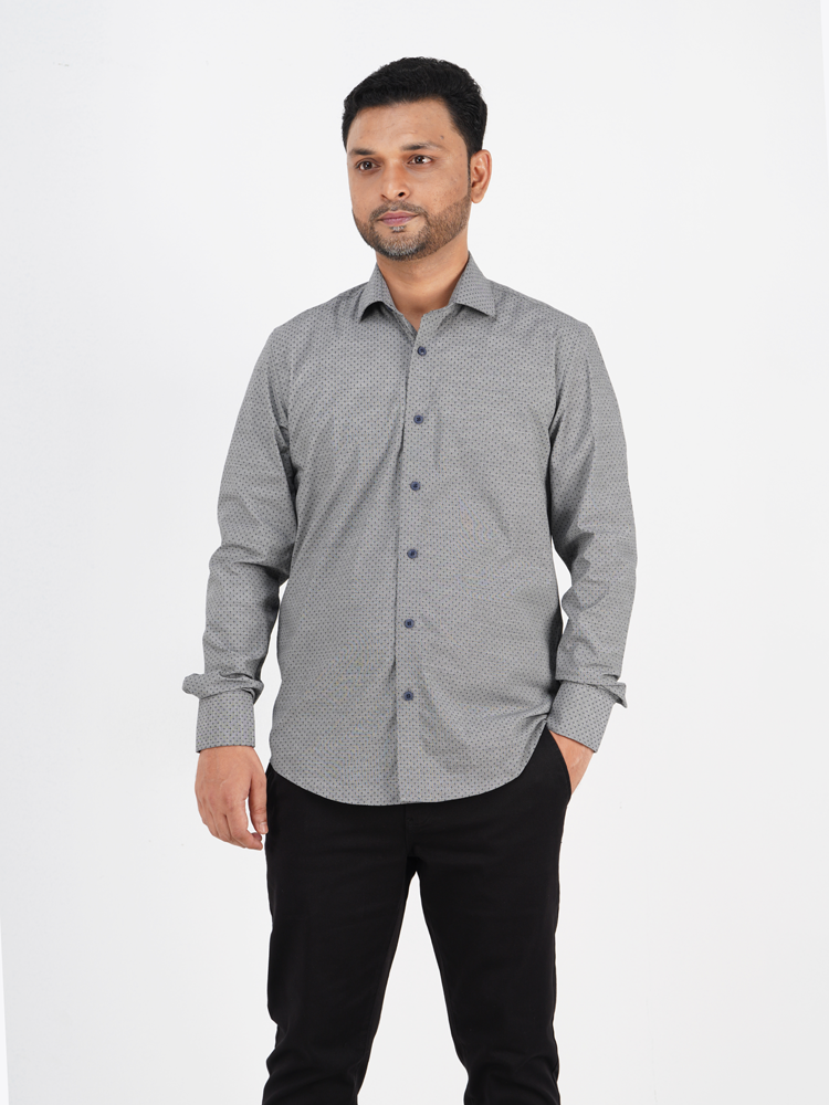 Men's Slim-Fit AOP Long Sleeve Cotton Full Sleeve Casual Shirt