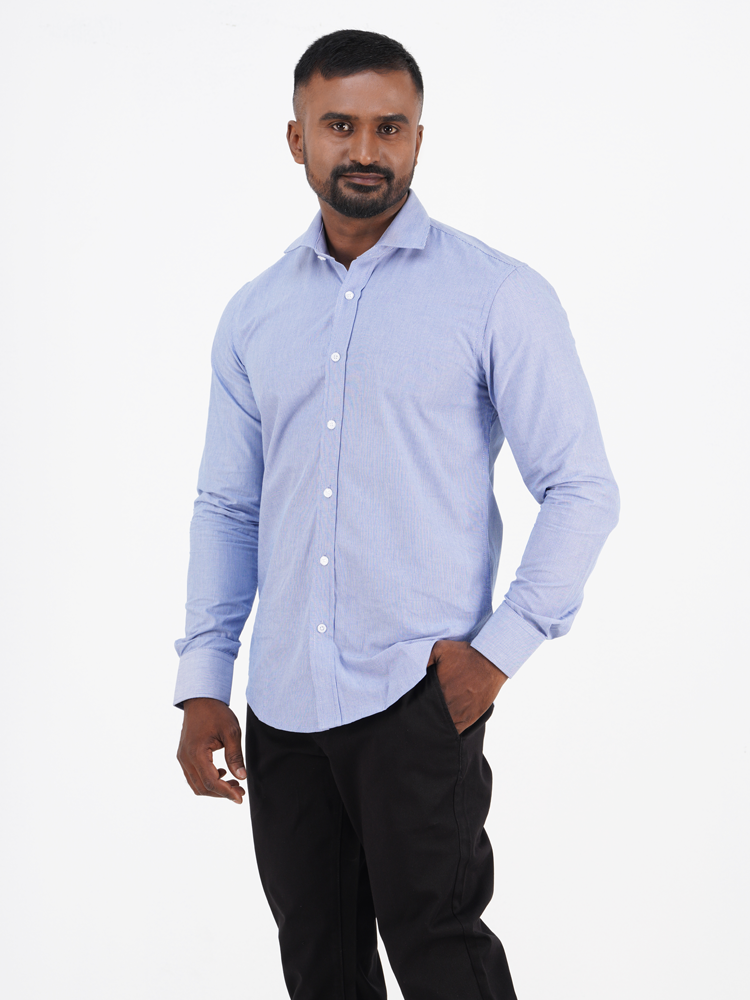Men's Slim-Fit Long-Sleeve Cotton Shirt