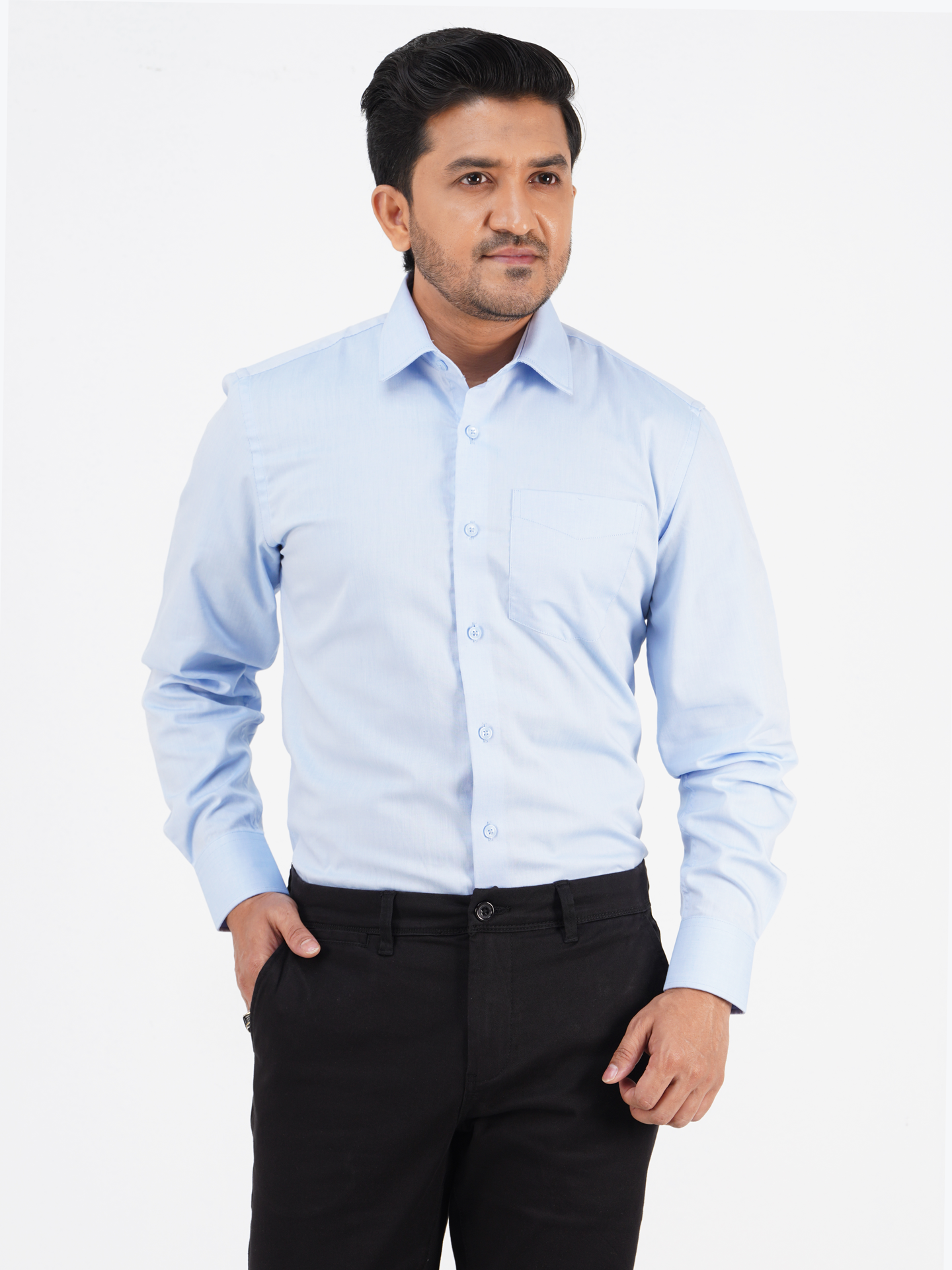 Men's Regular-Fit Long-Sleeve Formal Cotton Shirt