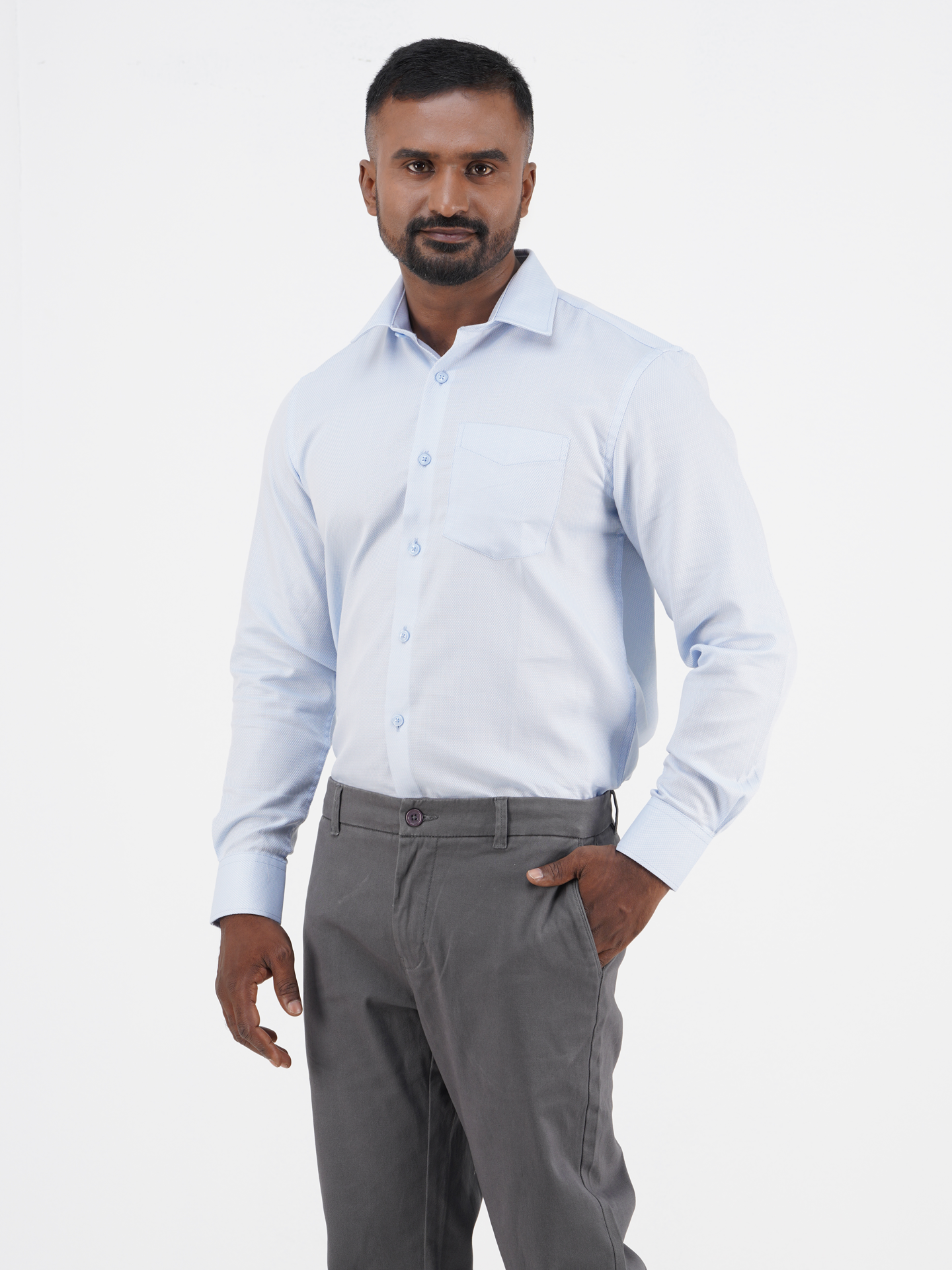 Men's Regular-Fit Long-Sleeve Single Pocket Formal Shirt (Premium)