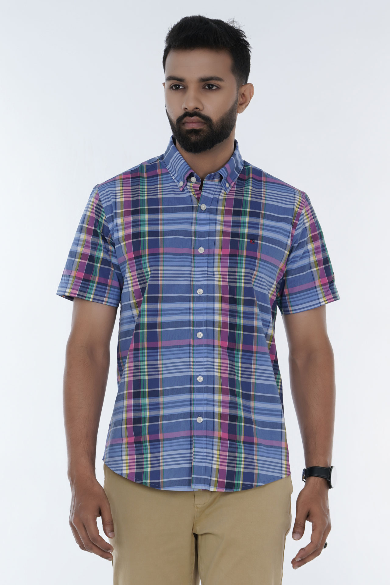 Men's Short Sleeve Cotton Slim Fit Shirt