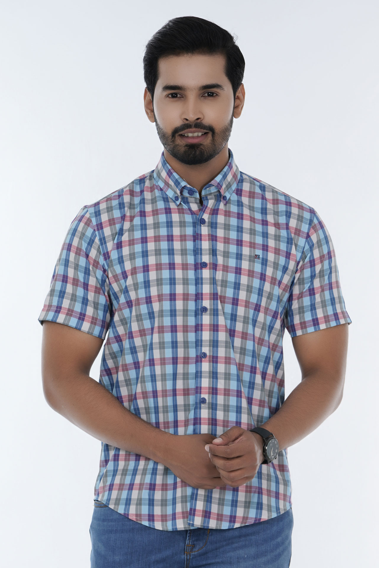 Men's Cotton Short Sleeve Button Down Casual Shirt