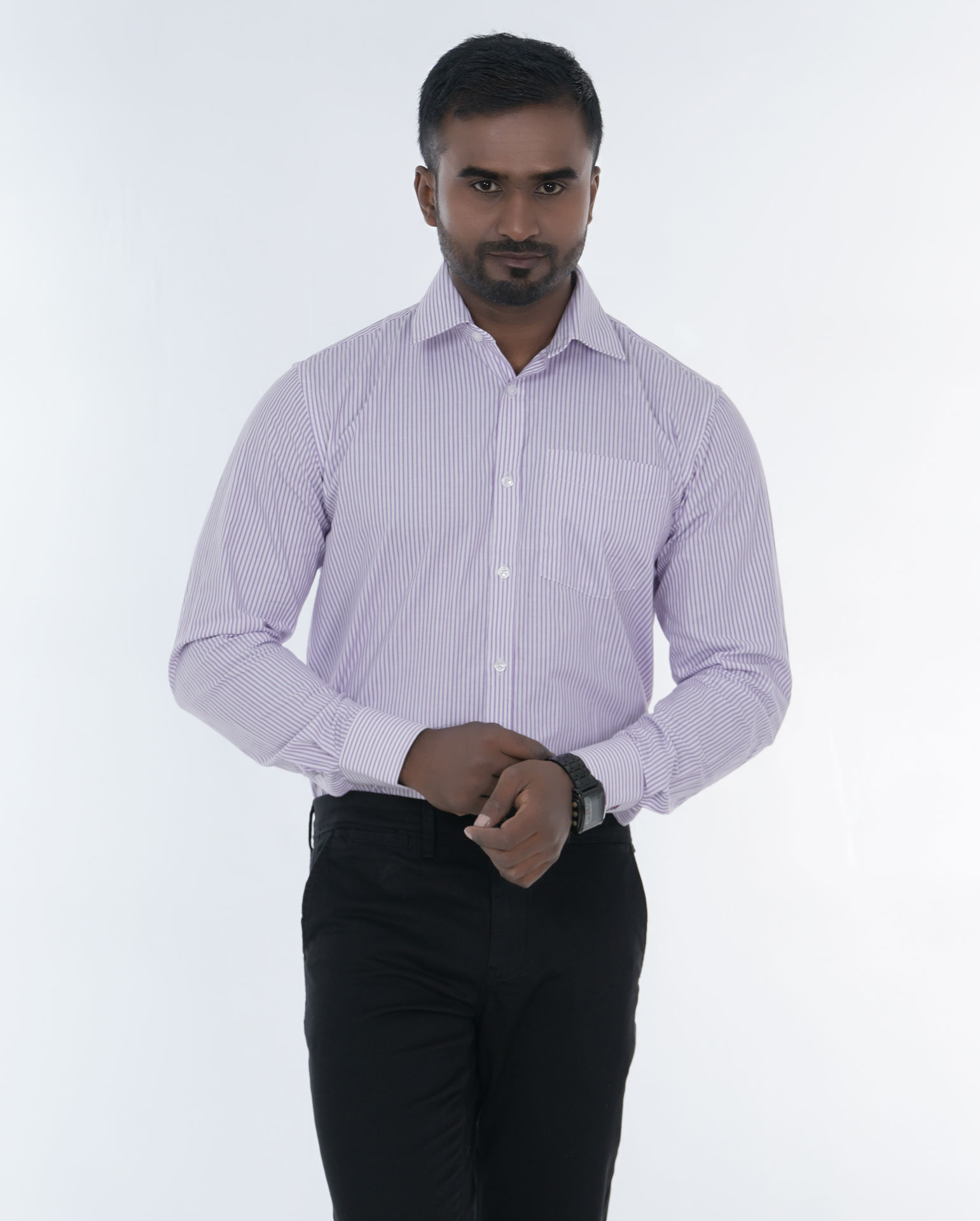 Men's Dress Regular Fit Long Sleeve Stripe Shirt