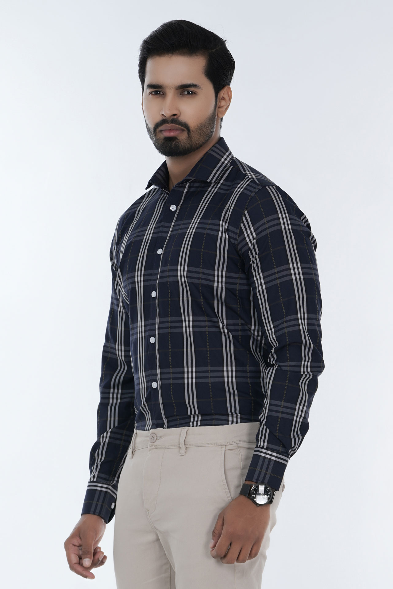 Men's Slim-Fit Long-Sleeve Formal Cotton Shirt