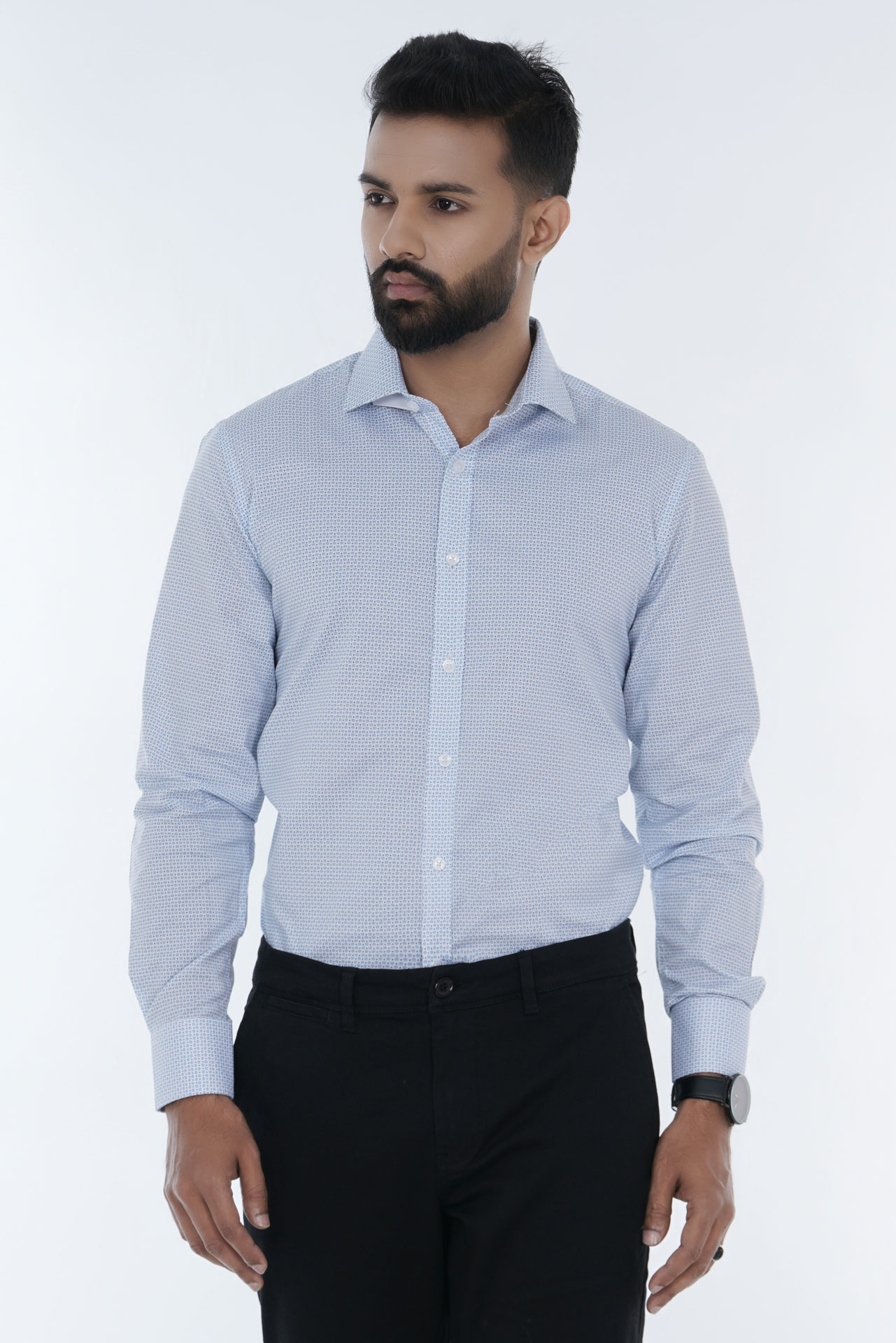 Men's Slim-Fit Long-Sleeve Cotton Formal Shirt