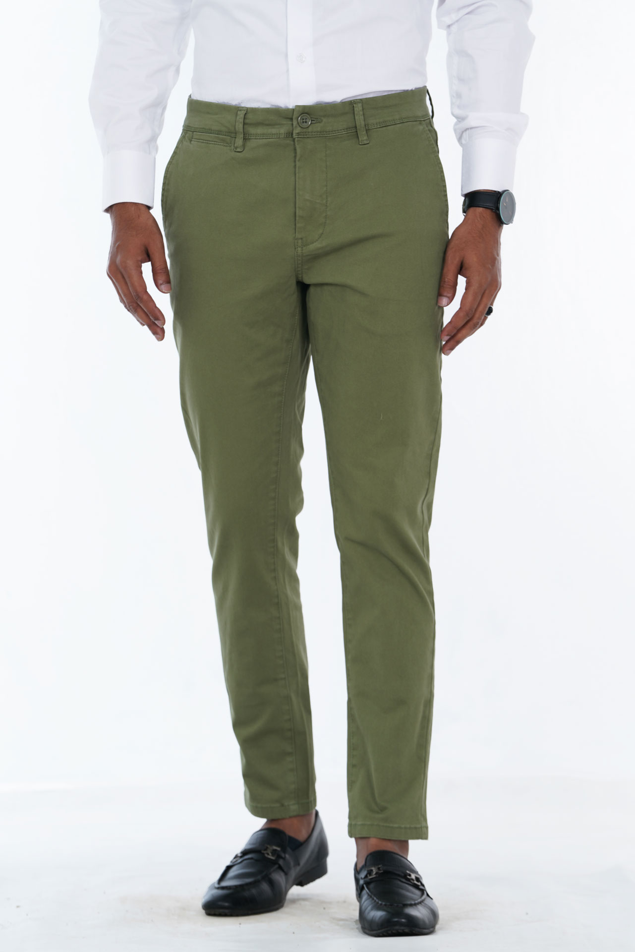 Men's Slim Fit Flat Front Casual Chinos Twill Pant