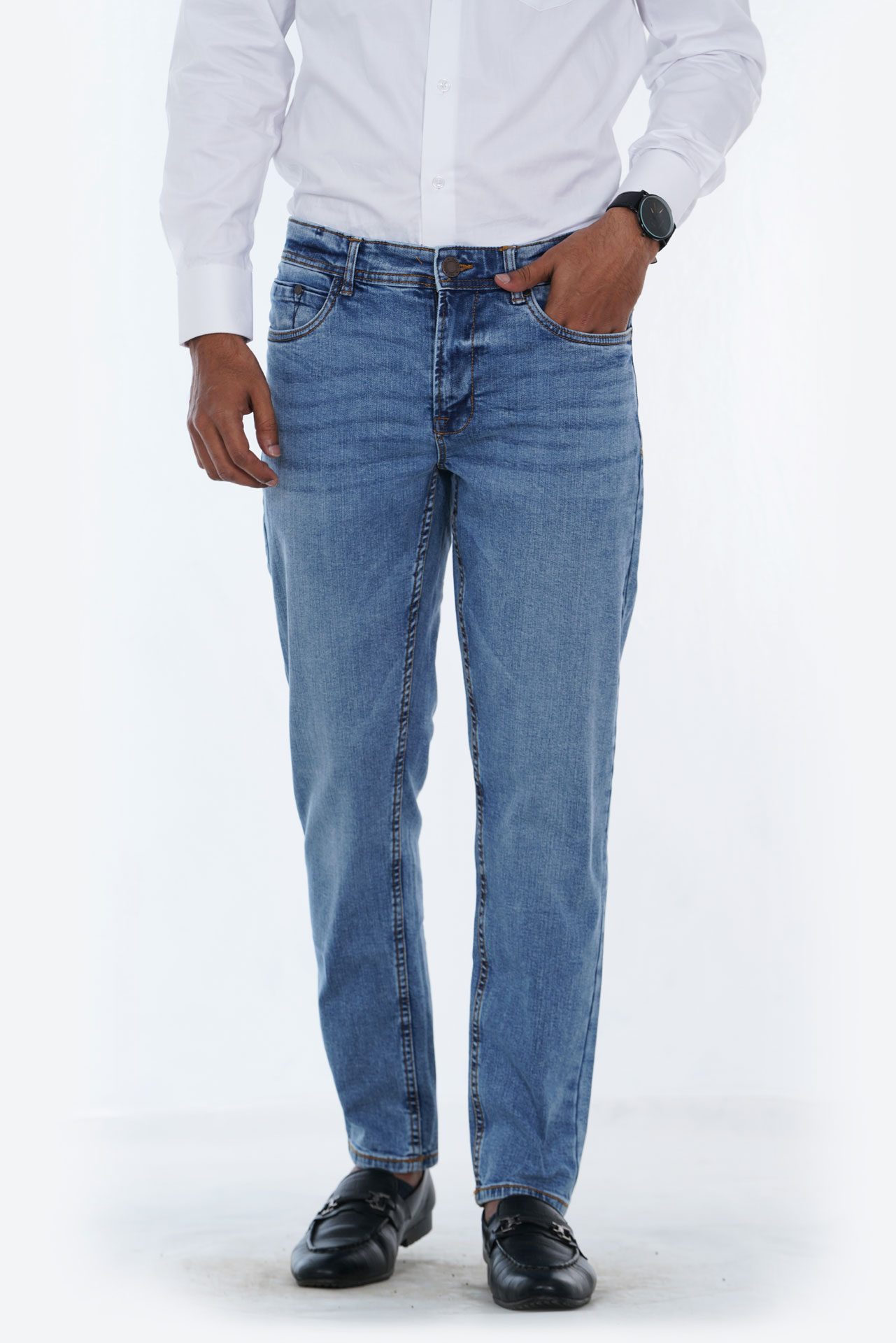 Mens Classic Slim Fit Relaxed Denim Jeans