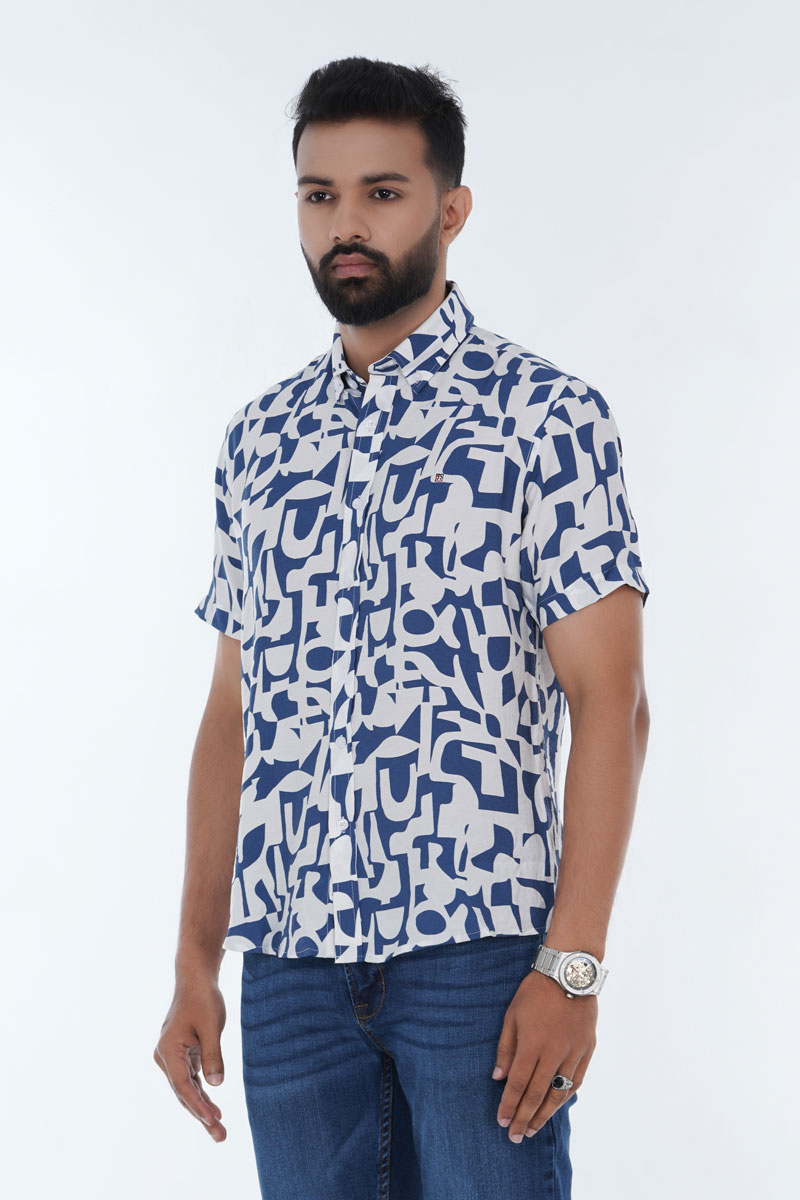 Men's Viscose Shirts Short Sleeve Casual Shirts Button Down Shirt