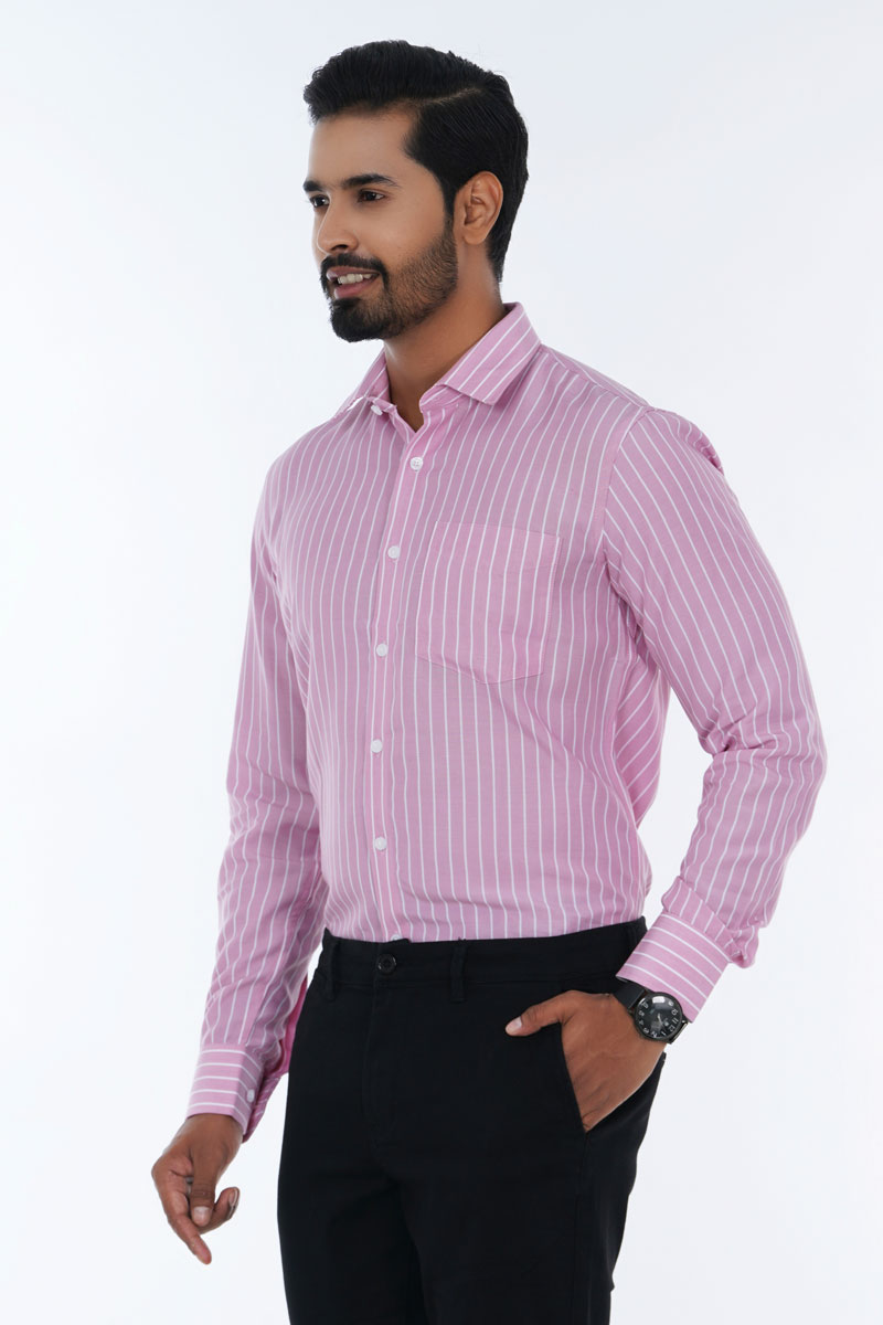 Men's Long Sleeve Shirts Striped Button Down Shirts with Pocket