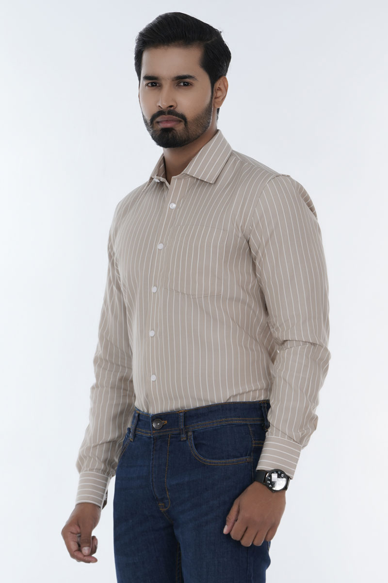 Men's Summer Striped Shirts Long Sleeve Shirts with Pocket